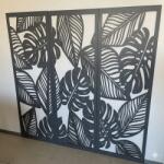  Fali dekorpanel szett, pálmalevél minta, 50x150 cm x 3 darab, 3 mm HDF - FPD-14 fa Antracit falburkolat