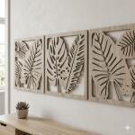  Fali dekoráció, levelek szett , 50x150 cm, 3 mm HDF - Sonoma tölgy színű fa falburkolat FDP-1