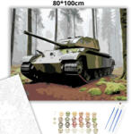  Elhagyatott Német Tank Erdőben - számfestő készlet - 80×100 cm (Keretre feszítve)