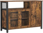 VASAGLE Dulap bufet VASAGLE cu 3 usi, stil industrial, maro rustic si negru, 110 cm (EZ-LSC096B01) Comoda