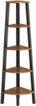 VASAGLE Raft de colt VASAGLE cu 5 etaje, metal si lemn, 159 cm, maro rustic (EZ-LLS35X) Biblioteca