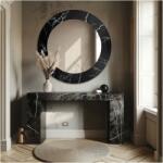Alfaram Oglindă rotundă pe marmură negru-argintiu - MARBLE MURASO