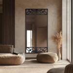 Alfaram Oglindă dreptunghiulară cu decor MDF ajurat - VERONELLE SERENEO 100x200