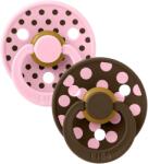 BIBS STUDIO Colour Polka natúrkaucsuk cumik 2 db - 1-es méret Baby Pink / Mocha