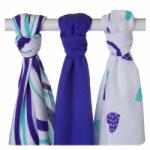 XKKO BMB Bambusz pelenka Hearts&Waves 70x70 - Ocean Blue MIX (3db)