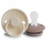 Frigg KÖTÉL KŐ KÉK ÉJ/ZSÁLYA ÉJ CUMIK KETTŐS CSOMAGOLÁSA, 0-6 hónap, SZILIKON CREAM/ SEPIA