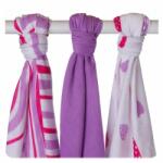 XKKO BMB Bambusz pelenka Hearts&Waves 70x70 - Lilac MIX (3 db)