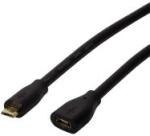 LogiLink USB 2.0 kábel, Micro-USB/M - Micro-USB/F, fekete, 1 m (CU0121)