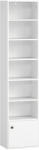 HOMCOM Bibliotecă de 7 Niveluri Etajeră Modernă pentru Cărți cu Polițe Deschise și Ușă 40x30x180 cm Alb | Aosom Romania (836-652V00WT) Raft