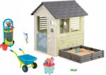 Smoby Set căsuță cu loc de joacă cu nisip și grădină cu remorcă Square Playhouse Life Smoby set extensibil tip căsuță și cărucior cu unelte de grădină și găleată (SM810740A-3) Casuta pentru copii