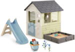 Smoby Set căsuță cu loc de nisip și tobogan cu apă de 90 cm Square Playhouse Life Smoby extensibil cu set găleată Hrad (SM810740A-5) Casuta pentru copii