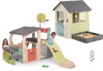 Smoby Set căsuță cu loc de nisip 2în1 și centru de joacă Square Playhouse Life Smoby extensibil cu tobogan cu filtru UV (SM810740A-11) Casuta pentru copii
