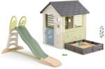 Smoby Set căsuță cu nisipar și tobogan de apă 2, 3 m Square Playhouse Life Smoby extensibil cu 3 ferestre și 2 tobogane cu filtru UV (SM810740A-8) Casuta pentru copii