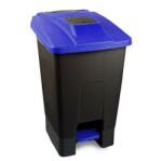 PLANET Szelektív hulladékgyűjtő konténer, műanyag, pedálos, fekete/kék, 100L (UP203K)