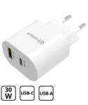 Cellect Hálózati töltő adapter PD30W/QC3.0 18W v2 fehér (MTCB-PD30WNE-W)