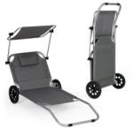 MultiGarden gurulós összecsukható napozóágy tetővel, 120kg - szürke (TF5306)