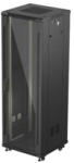 Lanberg FF01-6637-12B 19" 37U SZÉL: 600mm MÉLY: 600mm MAG: 1826mm lapraszerelt üvegajtós fekete álló rack szekrény - pcx