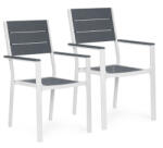 MultiGarden Kerti szék, MultiGarden YC-051KD-4-5, fehér/sötétszürke, 54, 5 x 52 x 89 cm, acél keret, HDPE ülő- és háttámla, 150 kg teherbírás, 2 db-os szett (TF5118)