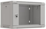 Lanberg WF03-5306-10S 19" 6U SZÉL: 540mm MÉLY: 350mm MAG: 370mm lapraszerelt üvegajtós szürke fali rack szekrény - pcx