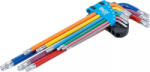 BGS technic Set chei în unghi | multicolore | extra lungi | profil T (Torx) cu cap sferic T10 - T50 | 9 piese (74468) Cheie torx
