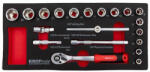 KROFTOOLS Set chei tubulare cu antrenare 3/8, 8-24 mm, cu clichet, 20 piese (8573) Trusa unelte
