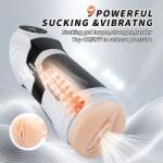 Passion Labs Pussy Masturbator 9 Vibration Modes, 9 Suction Modes, USB, TPE Realistic, Black, 25.5 cm