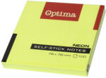 OPTIMA Öntapadós jegyzettömb OPTIMA 75x75mm neon zöld 100 lap (122936) - tonerpiac