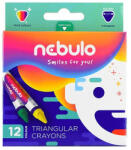 Nebulo Zsírkréta NEBULO háromszögletű hegyezett 12 színű (NZSK-TR-12)