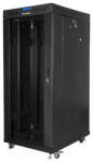 Lanberg FF01-6827-12BL 19" 27U SZÉL: 600mm MÉLY: 800mm MAG: 1431mm lapraszerelt LCD üvegajtós fekete álló rack szekrény (FF01-6827-12BL)