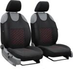 AUTO-DEKOR Huse auto universale din material textil MOTIVE potrivite pentru Kia Rio, negre cu cusături roșii, 2 buc