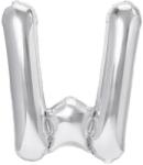 Flippy Balon Folie Metalizata Litera W, Flippy, 80 cm, Umflati cu Heliu sau Aer, Ambalaj Individual, Pai inclus, Argintiu (129477)