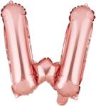 Flippy Balon Folie Metalizata Litera W, Flippy, 40 cm, Umflati cu Heliu sau Aer, Ambalaj Individual, Pai inclus, Rose Gold (127263)