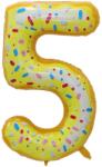 Flippy Balon din Folie Metalizata Flippy, Figurina Cifra, Imprimeu Gogosi, Tema Aniversare 100 cm, Ambalaj Individual, Pai inclus, Umflare cu Aer sau Heliu, Multicolor, Cifra 5 (129131)