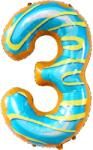 Flippy Balon din Folie Metalizata Flippy, Figurina Cifra, Imprimeu Gogosi, Tema Aniversare 100 cm, Ambalaj Individual, Pai inclus, Umflare cu Aer sau Heliu, Multicolor, Cifra 3 (129129)