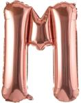 Flippy Balon Folie Metalizata Litera M, Flippy, 100 cm, Umflati cu Heliu sau Aer, Ambalaj Individual, Pai inclus, Rose Gold (129415)