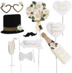 Flippy Set 10 Accesorii pentru Petrecere, Flippy, Props pentru Coltul de Poze, Model Mire si Mireasa, Tematica Nunta, Multicolor (131232)