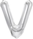 Flippy Balon Folie Metalizata Litera V, Flippy, 40 cm, Umflati cu Heliu sau Aer, Ambalaj Individual, Pai inclus, Argintiu (127236)