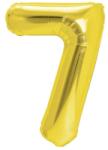 Flippy Balon din Folie Metalizata Flippy, Figurina Cifra, Tema Aniversare 40 cm, Ambalaj Individual, Pai inclus, Umflare cu Aer sau Heliu, Auriu, Cifra 7 (129203)