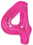 Flippy Balon din Folie Metalizata Flippy, Figurina Cifra, Tema Aniversare 80 cm, Ambalaj Individual, Pai inclus, Umflare cu Aer sau Heliu, Roz, Cifra 4 (130610)