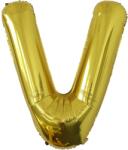 Flippy Balon Folie Metalizata Litera V, Flippy, 80 cm, Umflati cu Heliu sau Aer, Ambalaj Individual, Pai inclus, Auriu (129450)
