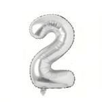 Flippy Balon din Folie Flippy, Cifra 2, 81 cm, Pentru Aer sau Heliu, Bulk, Argintiu (126187)