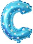 Flippy Balon Folie Metalizata Litera C, Flippy, 40 cm, Cu Imprimeu Stelute, Umflati cu Heliu sau Aer, Ambalaj Individual, Pai inclus, Albastru (129561)