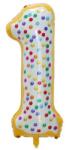 Flippy Balon din Folie Metalizata Flippy, Figurina Cifra, Model Candy, Tema Aniversare 100 cm, Ambalaj Individual, Pai inclus, Umflare cu Aer sau Heliu, Multicolor, Cifra 1 (129127)
