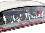 Flippy Sticker Autocolant, Flippy, Tematica Nunta, Model Indragostiti, cu Scris Just Married, 50x11.5 cm, Alb (131234)