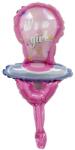 Flippy Balon din Folie Metalizata, Flippy, Mini Figurina, Model Suzeta, Tematica Gender Reveal, 23x50 cm, Ambalaj Individual, Pai Inclus, Umflare cu Aer sau Heliu, Roz (127435)