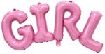 Flippy Set Baloane din Folie Metalizată, Flippy, Model Scris Girl, 43x106.5 cm, Tematica Baby Shower, Baloane Party, Ambalaj Individual, Pai Inclus, Umflare cu Aer sau Heliu, Roz (129934)
