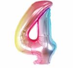 Flippy Balon din Folie Metalizata Flippy, Figurina Cifra, Tema Aniversare 40 cm, Ambalaj Individual, Pai inclus, Umflare cu Aer sau Heliu, Multicolor, Cifra 4 (129230)