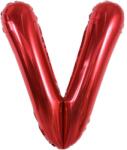 Flippy Balon Folie Metalizata Litera V, Flippy, 40 cm, Umflati cu Heliu sau Aer, Ambalaj Individual, Pai inclus, Rosu (129398)