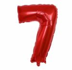 Flippy Balon din Folie Metalizata Flippy, Figurina Cifra, Tema Aniversare 80 cm, Ambalaj Individual, Pai inclus, Umflare cu Aer sau Heliu, Rosu, Cifra 7 (129143)