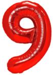 Flippy Balon din Folie Metalizata Flippy, Figurina Cifra, Tema Aniversare 100 cm, Ambalaj Individual, Pai inclus, Umflare cu Aer sau Heliu, Rosu, Cifra 9 (129105)
